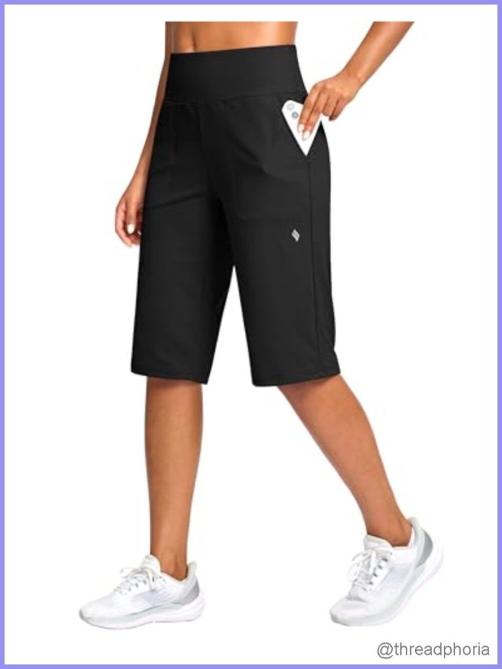 Women's 14" Long Bermuda Shorts High Waisted with Pockets